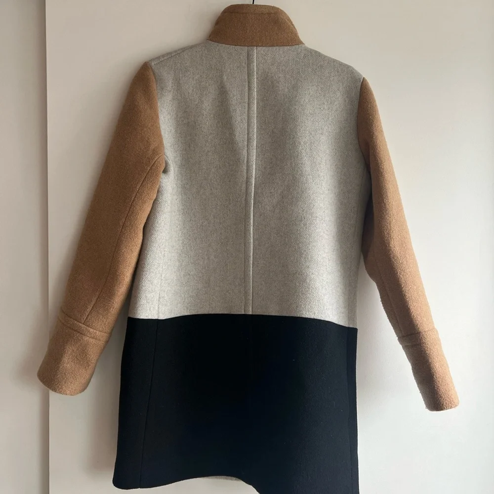 J.Crew Colorblock City Coat in Camel, Gray, & Black Size 04 - Picture 3 of 16